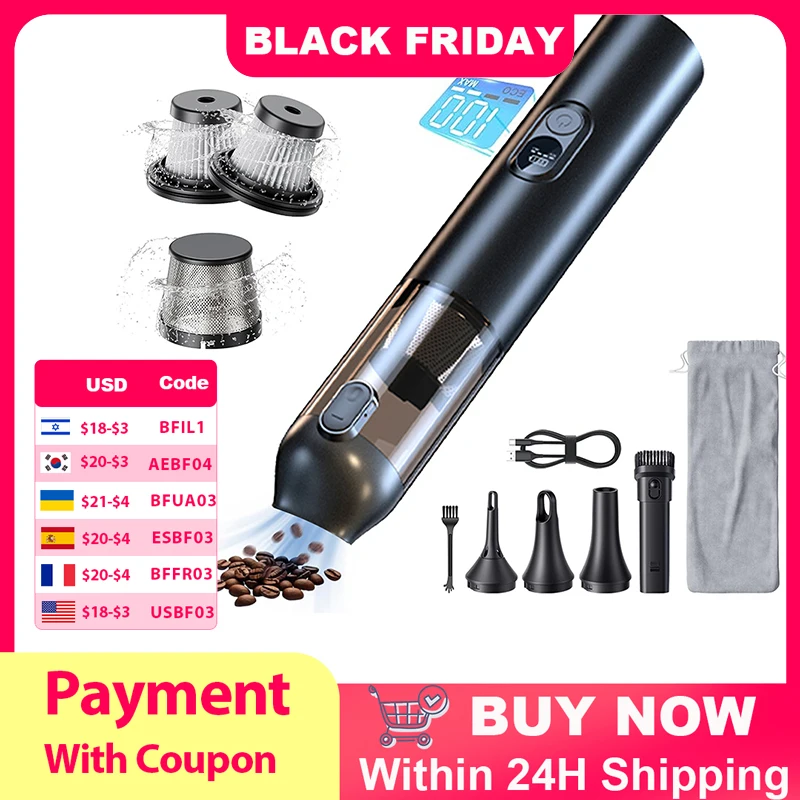 

VYVYLABS 16000Pa Air Car Vacuum Cleaner 4-in-1 Powerful Wireless Cleaner Strong Suction Handheld Portable Car Cleaning For Home