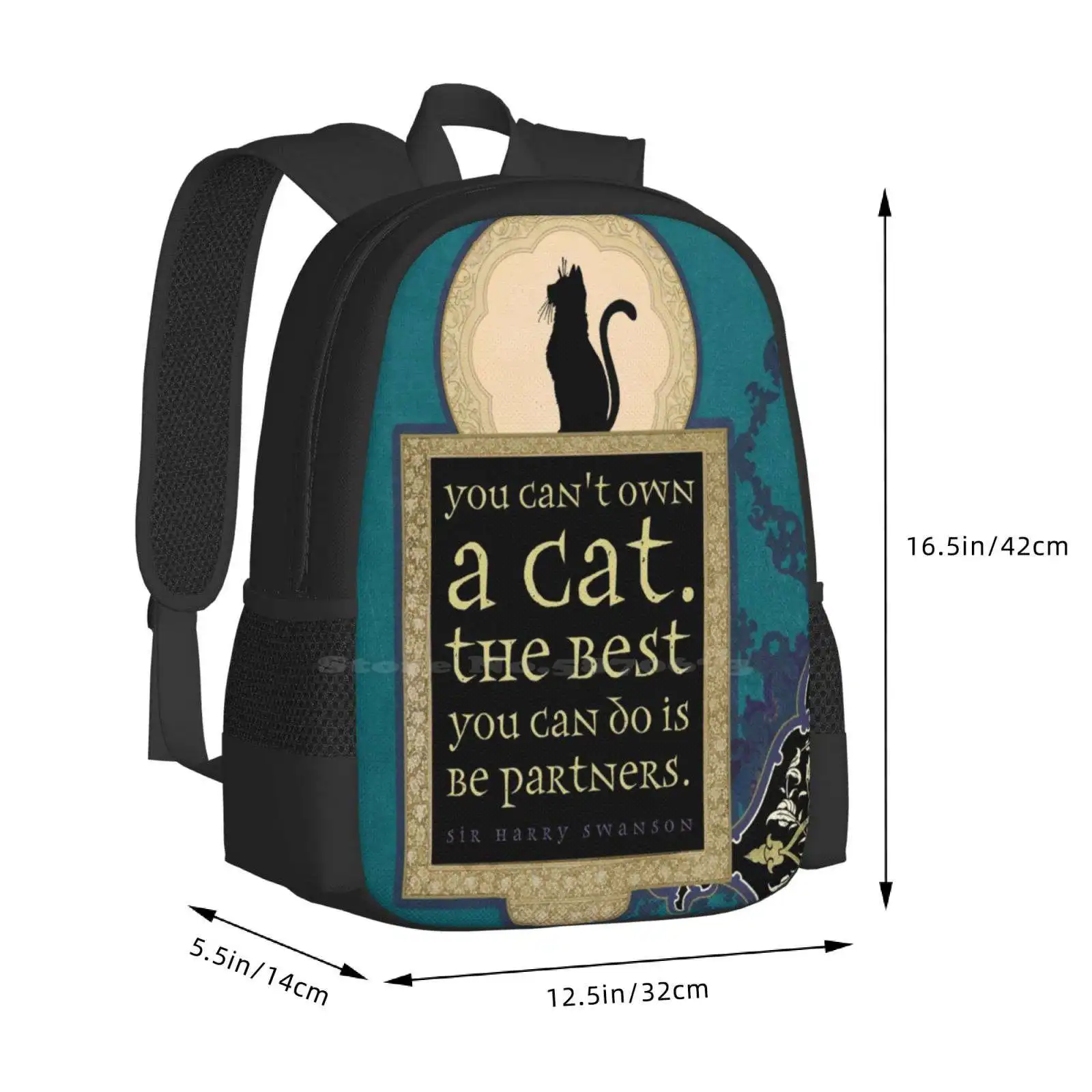 You Can'T Own A Cat School Bags Travel Laptop Backpack Cat Kitten Partners Friendship Feline Quote Harry Swansons Angi Ullins