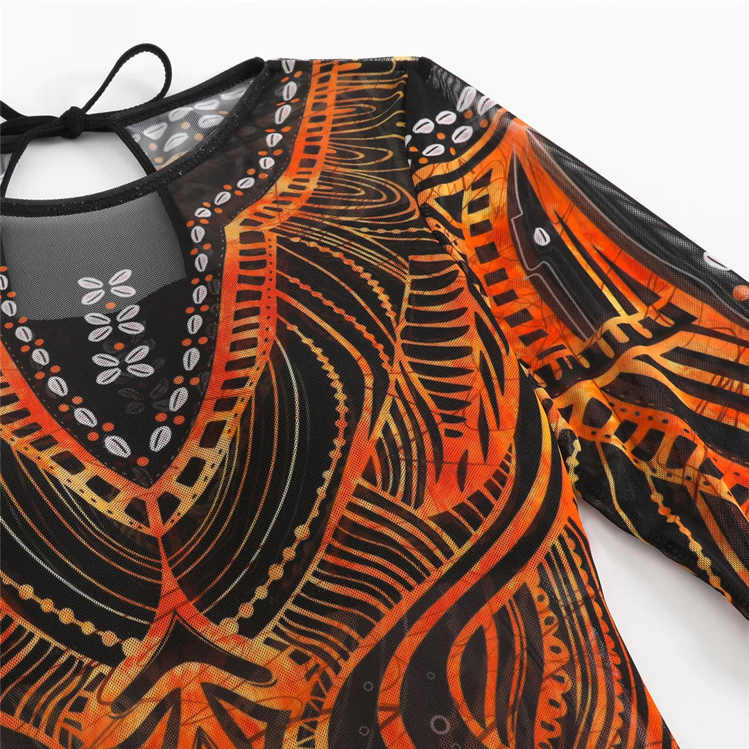 S - XXL 3-teiliges Set, neues, bedrucktes, langärmeliges Badeanzug-Set mit Hose, Sarong, Damen-Badebekleidung, einteiliger Badeanzug, Damen-Badeanzug, Badeanzug V7180 – Detail 40