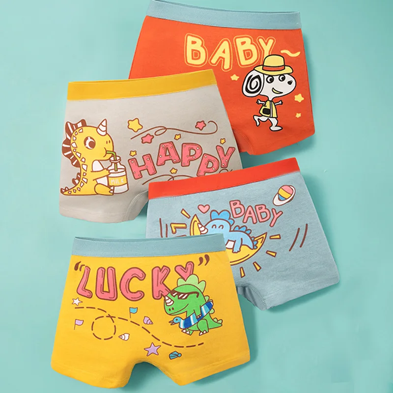 2pcs Hot Boxer Shorts Kids Class A Cotton Boxer Underpants Soft Skin-friendly Fabric Cute Cartoon Underwear Boy Shorts for Boys