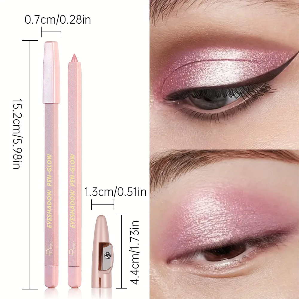きらめくピンクのアイシャドウペンシル、モノクロのハイライトとブライトニングアイペン、シングルスティック、シマー仕上げのメイクアップアクセサリー、Ca