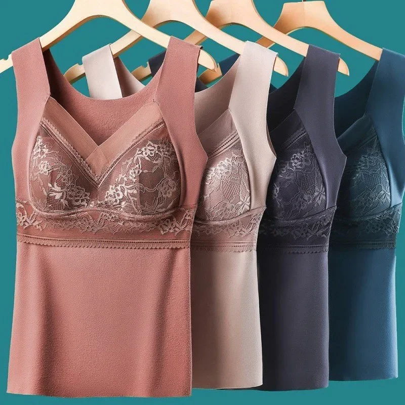Autumn and Winter New  Velvet Double-sided Warm Women's Plush Thickened and Seamless Bottom Insulation Tank Top