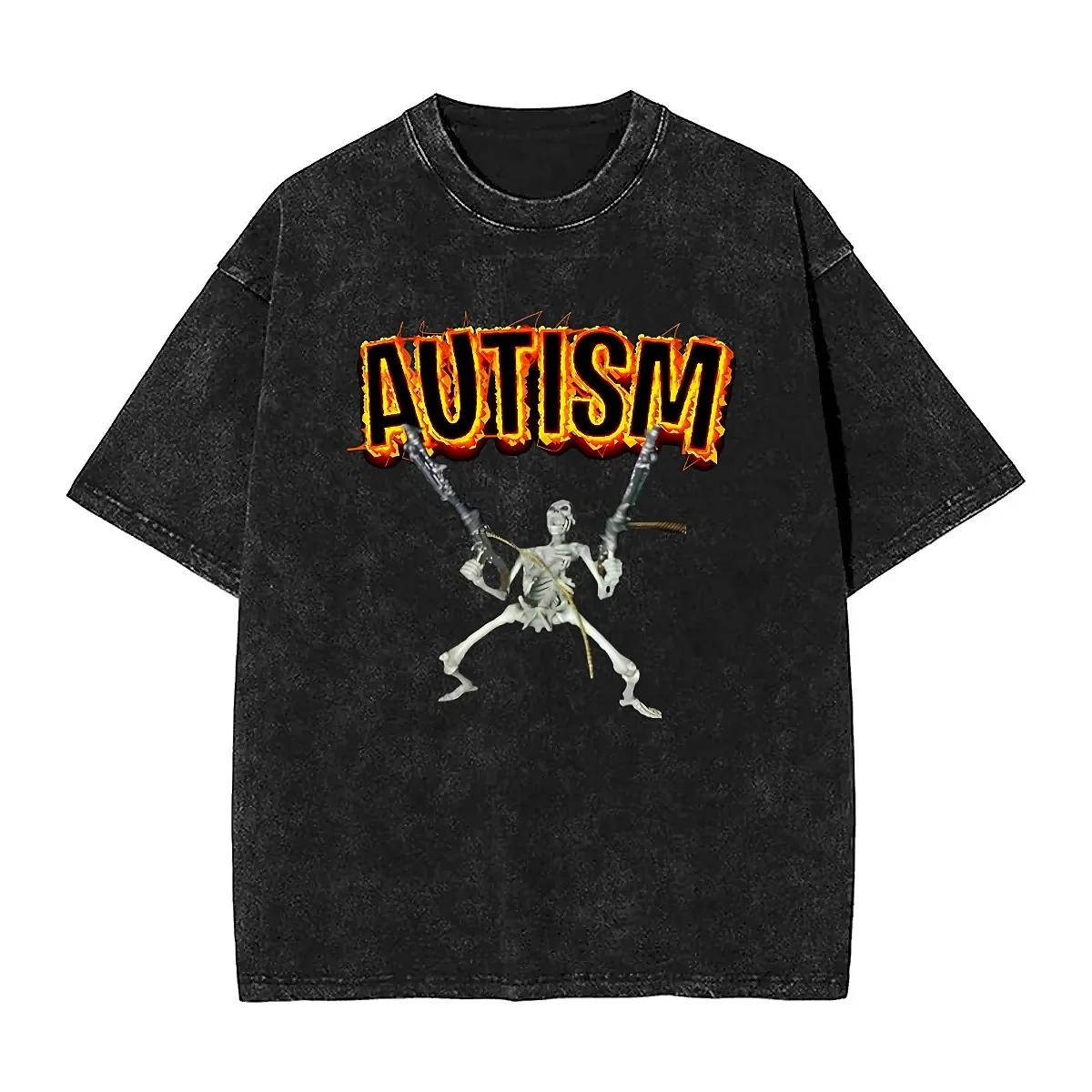 Funny A-Autisms Skeleton T Shirt Horror Hippie T Shirts Short Sleeve Street Style Tshirt Summer Loose O Neck Oversized Clothes