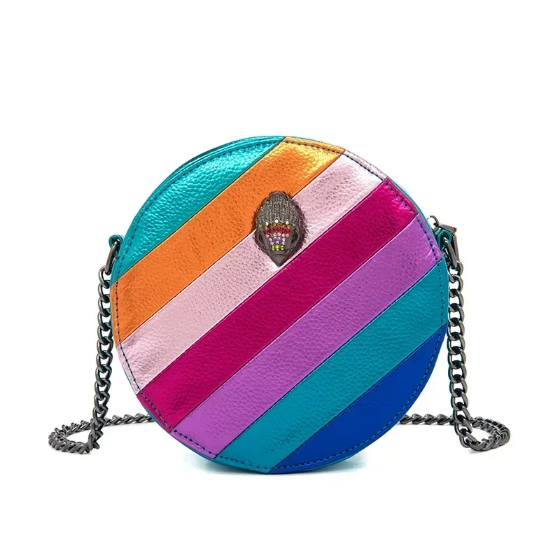 

KURT GEIGER Luxury Brand High-Quality Designer Replica Retro Eagle Head Classic Chain Round Rainbow Crossbody Handbag for Women