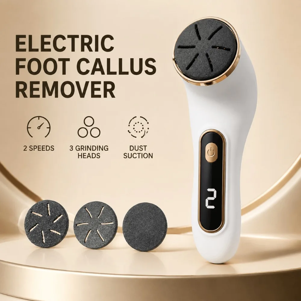 Dead Skin Remover for Feet, Portable Electric Foot Grinder with Vacuum, USB Rechargeable, 2 Speed Pedicure Tool for Travel Use