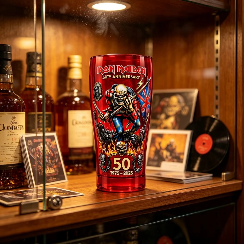 Iron Maiden Eddie Beer Glass 50th Anniversary 1975-2025 Rock Music Pint Cup for Beer Pub Bar Drinkware Fan Gift