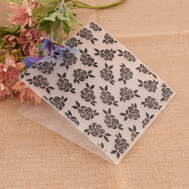 Rose Flower Type Plastic Bump Embossing Template DIY Scrapbook Journal Fondant Indentation Album Card Make Decoration Stencils