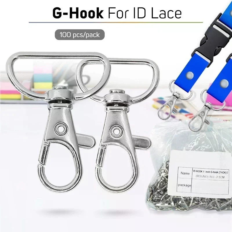100pcs Silver Clip Hooks For Making ID Rope 360 Rotating Rust Proof For Bags Keychains Pendants