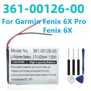 Bilashmart Battery 361 00126 00 Replacement Battery 361 00126 00 Garmin Fenix 6X  Fenix 6X Pro 420MAH Smart Watch Battery + Free Tools