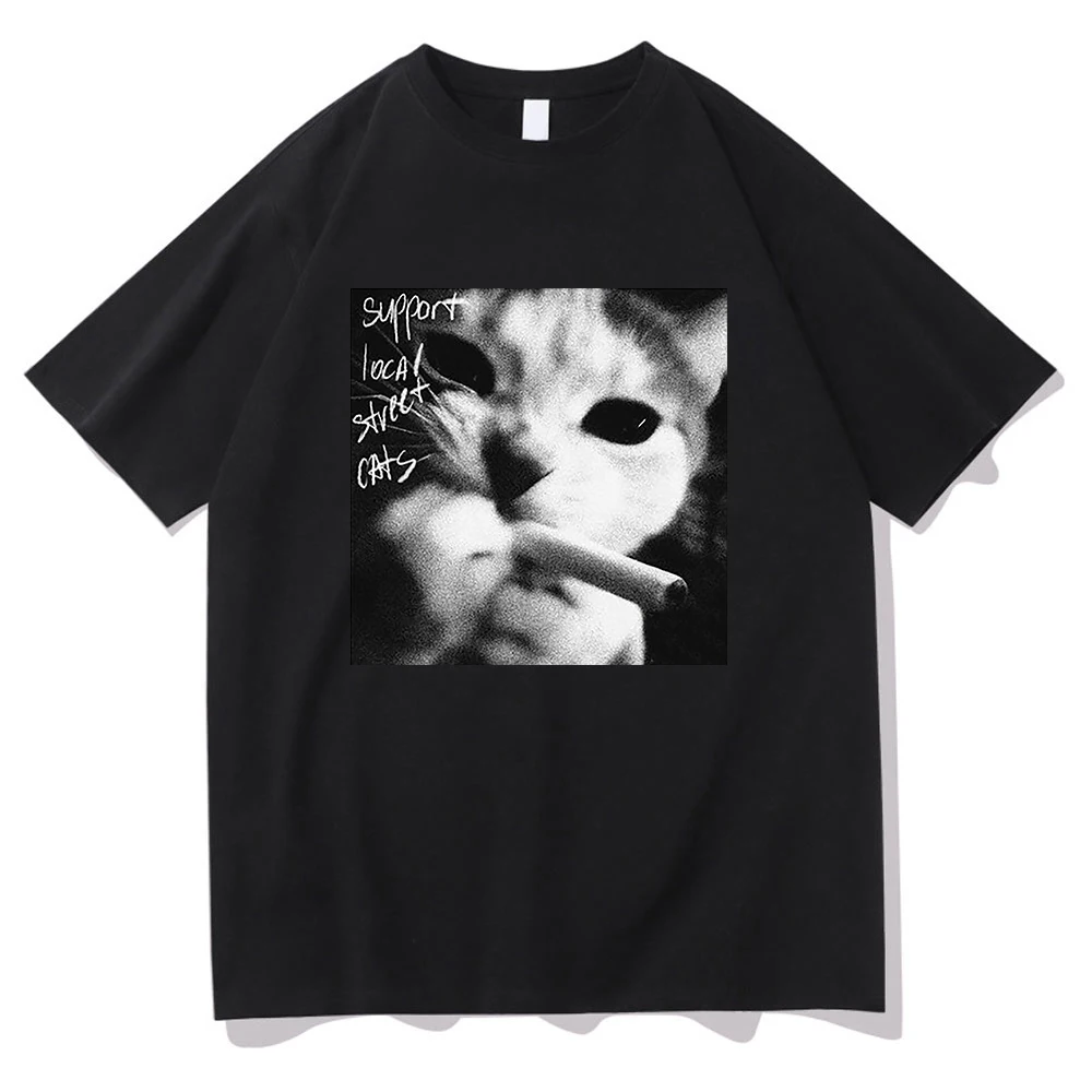 Support Local Street Cats Silly Tshirt Men/women Clothing Harajuku Clothes Vintage Unisex Tops Cotton Tees Graphic T Shirts