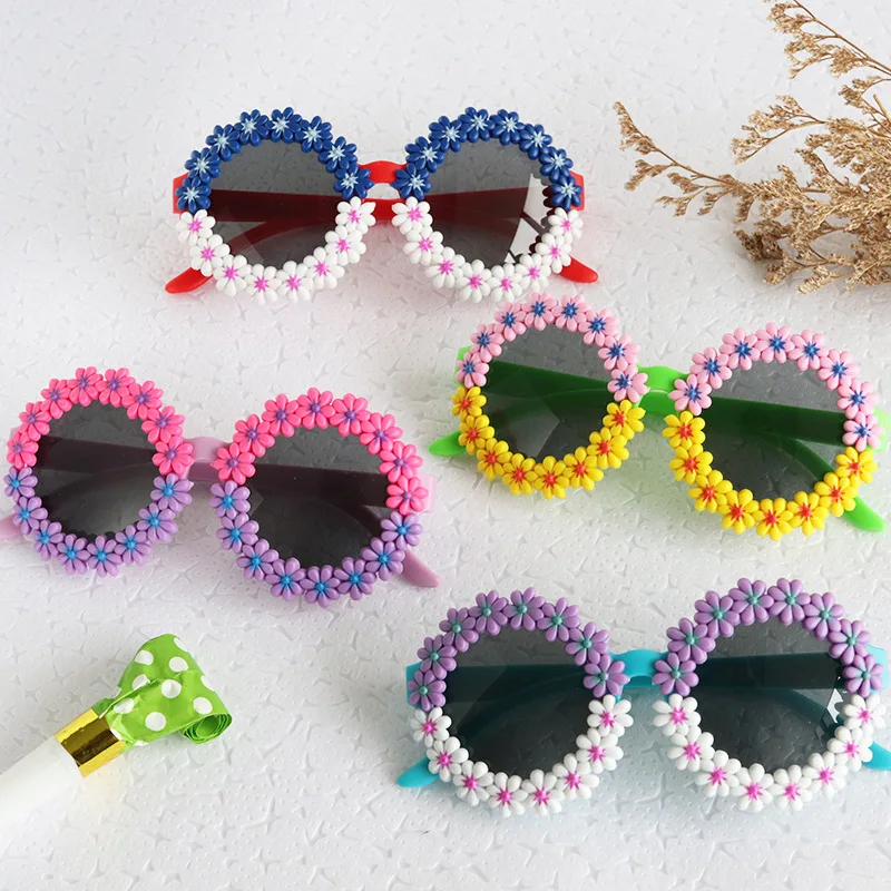 Crianças flor redonda óculos de sol novas crianças óculos de sol meninas meninos bebê esporte máscaras uv400 ao ar livre proteção solar eyewear