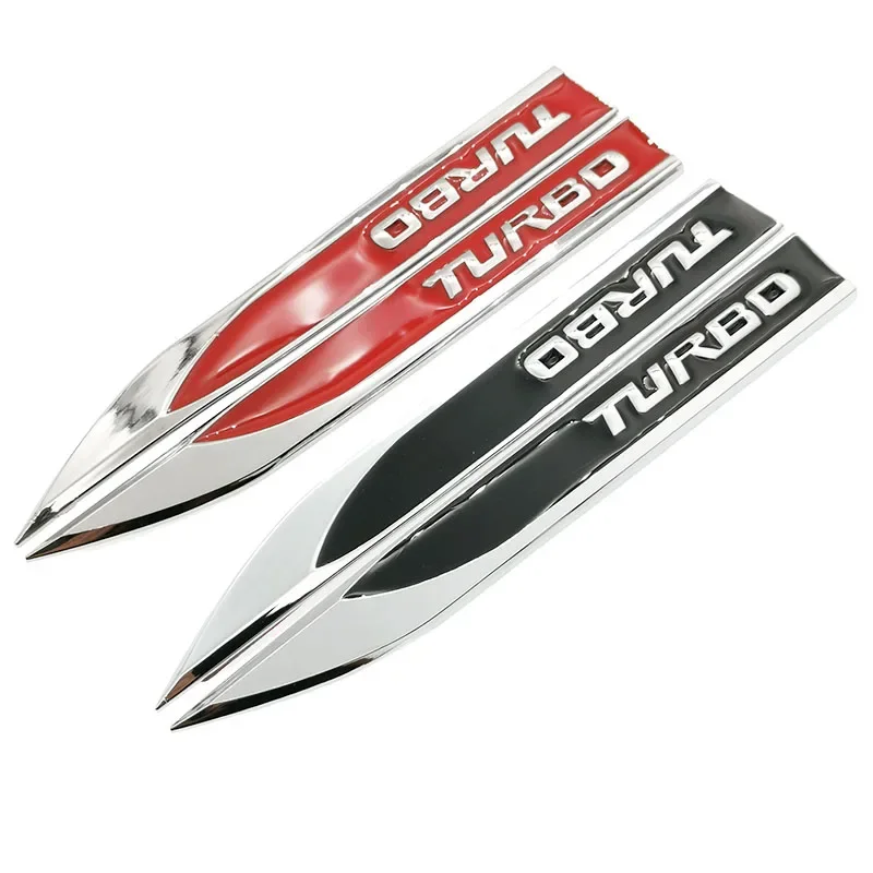 1 Pair Metal TURBO Turbocharged Car sticker Logo Emblem Badge Decals Car Styling DIY Decoration Accessories for Frod Bmw Ford