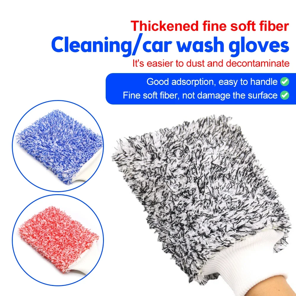 Soft Absorbancy Car Wash Glove Cleaning Sponge Plush Towel Ultra Mitt Easy To Dry Auto Detailing Car Wash Mitt Car Cleaning