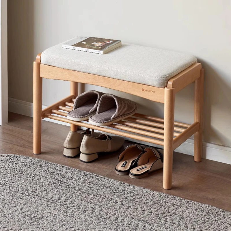 

Display Wooden Shelves Shoe Stool Bench Living Room Dining Makeup Upholstered Shoe Stool Minimalist Luxury Designer Furniture