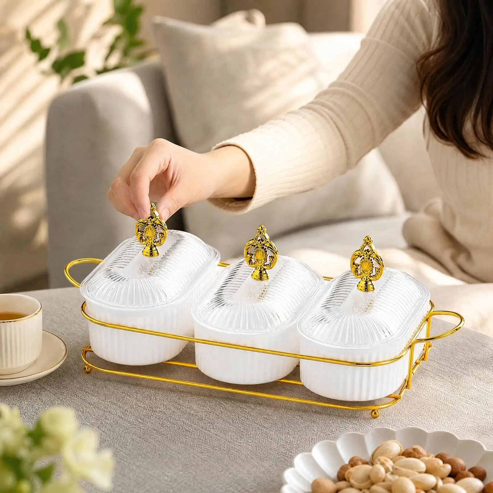 Plastic Fruit Tray with Support Rack Robust for Living Room, Families