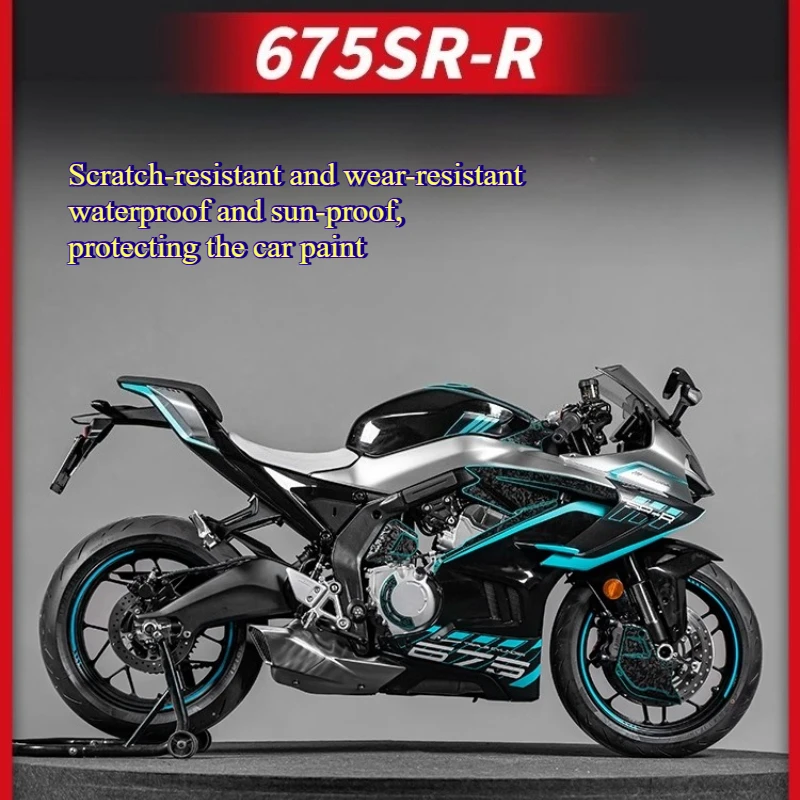 

For CFMOTO 675SR-R 2024 Forged carbon fiber sticker fuel tank protection sticker embossed film accessory modification kit