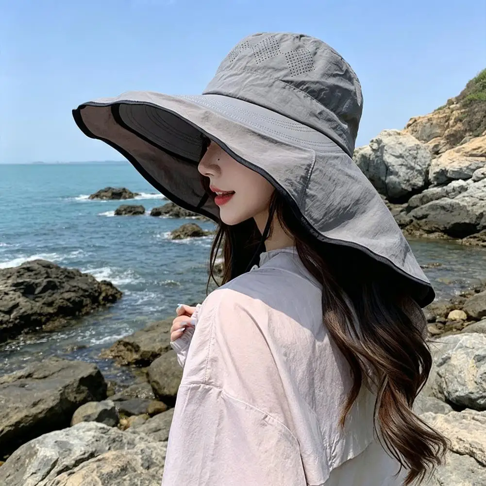 

Wide Brim Design Fisherman Hat Big Head Circumference Quick-Drying Hat Extra Large Brim Neck Sun Protection Hat for Outdoor