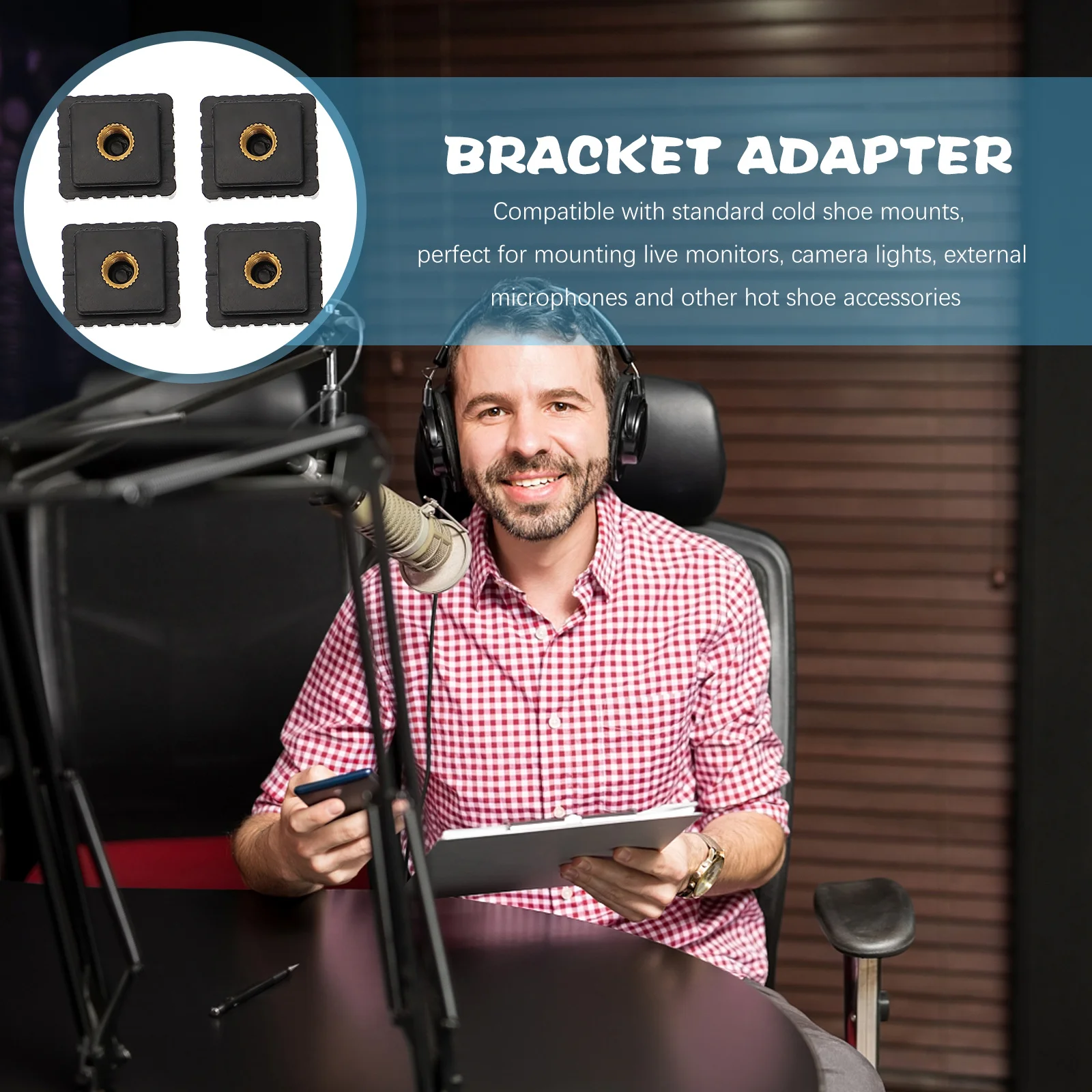 

4Pcs Hot Shoe Mount Camera Flash Bracket Quick Release Adapter for LED Light External Microphone Monitor Hot Shoe Mount