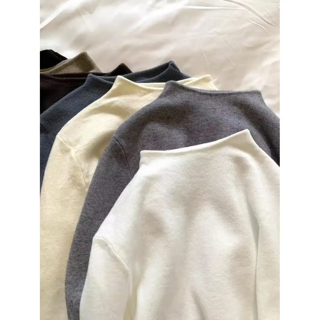 

Женский вязаный свитер Sli с высоким воротником, облегающий базовый одяг, осень-зима, внутренняя одежда, чистый цвет, длинный ...