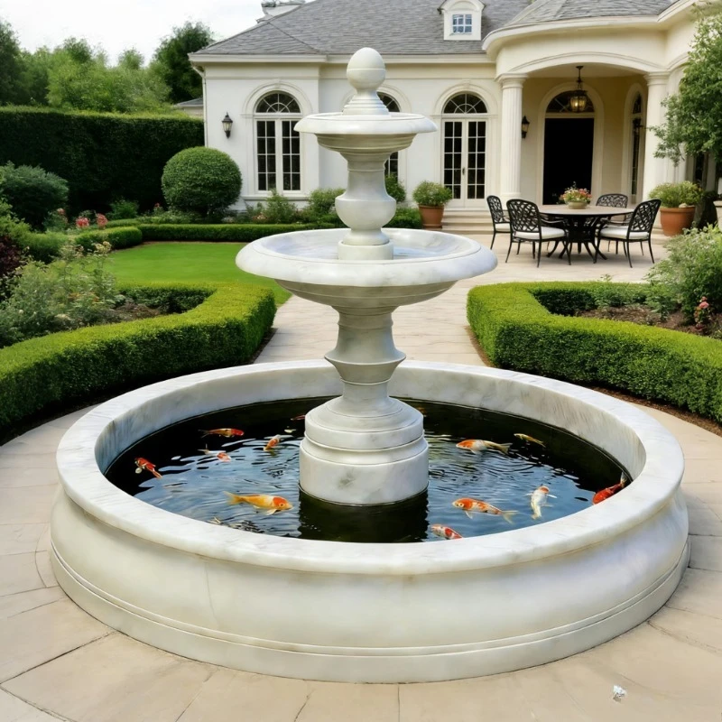 Modern black marble garden fountain water feature stone fountain for outdoor garden and patio decoration
