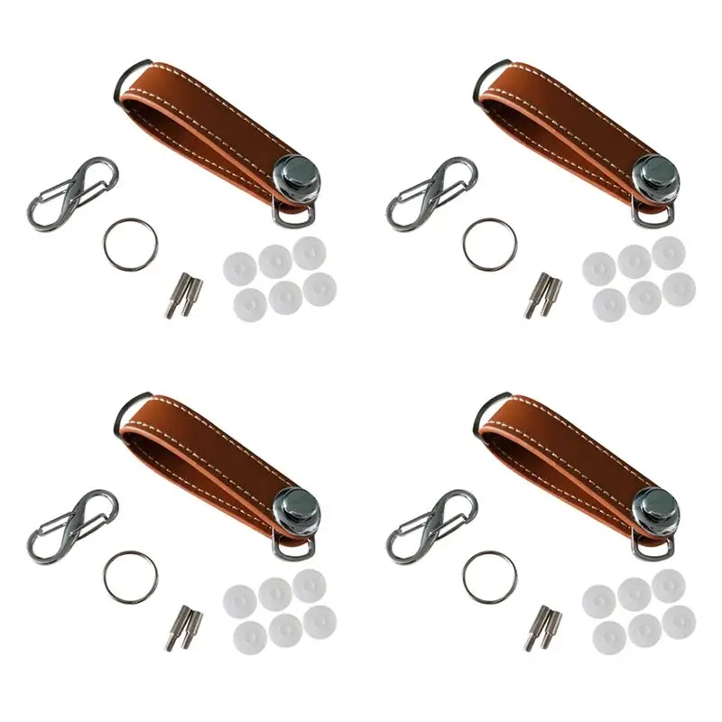 

НОВИНКА: Модный кожаный чехол-кошелек для автомобильных ключей 4X с цепочкой, кольцом и карманом для ключей, органайзер для ключей, умный брелок, коричневый