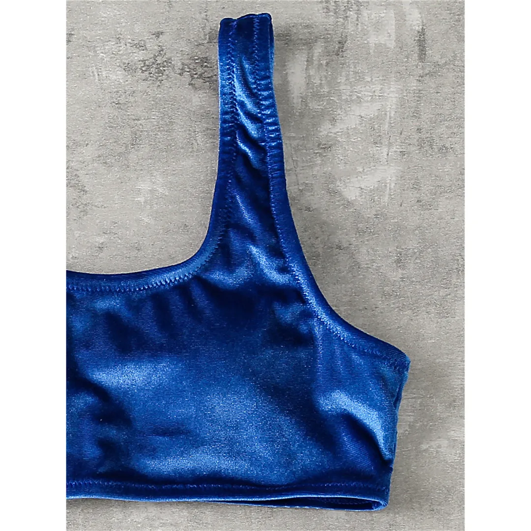 Neuer, verführerischer, glitzernder Samt-Bikini mit mittelhoher Taille, Damen-Badebekleidung, zweiteiliger Bikini-Set, Badeanzug, Badebekleidung, Modell V3069. – Detail 9