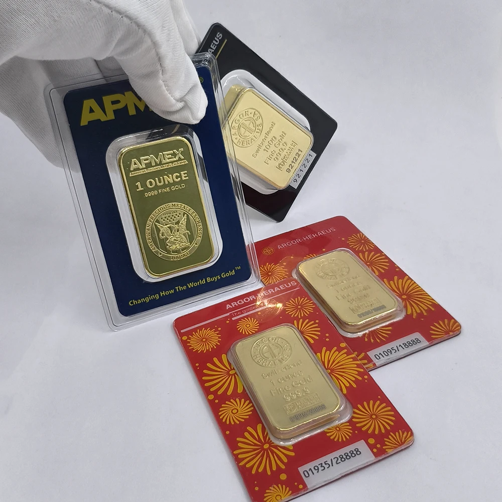 

1oz/5g/10g/20g/50g/100g Sealed Packing Copper Gold Bar Non-magnetic Gold Plated Bullion Bar Different Serial Number Collection