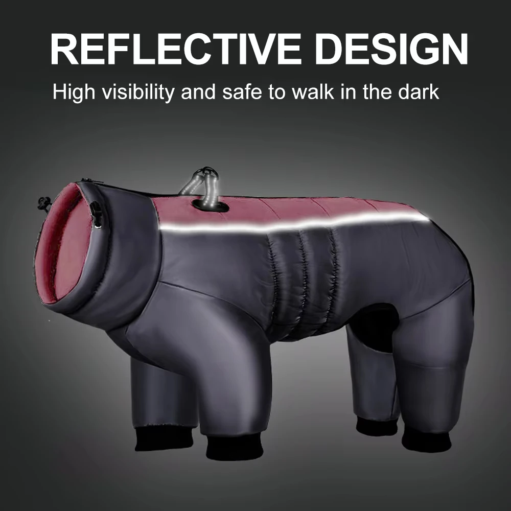 Clothes For Large Dogs Winter Warm Big Dog Vest Jacket Waterproof Reflective Pet Dogs Coat Greyhound Doberman Clothes