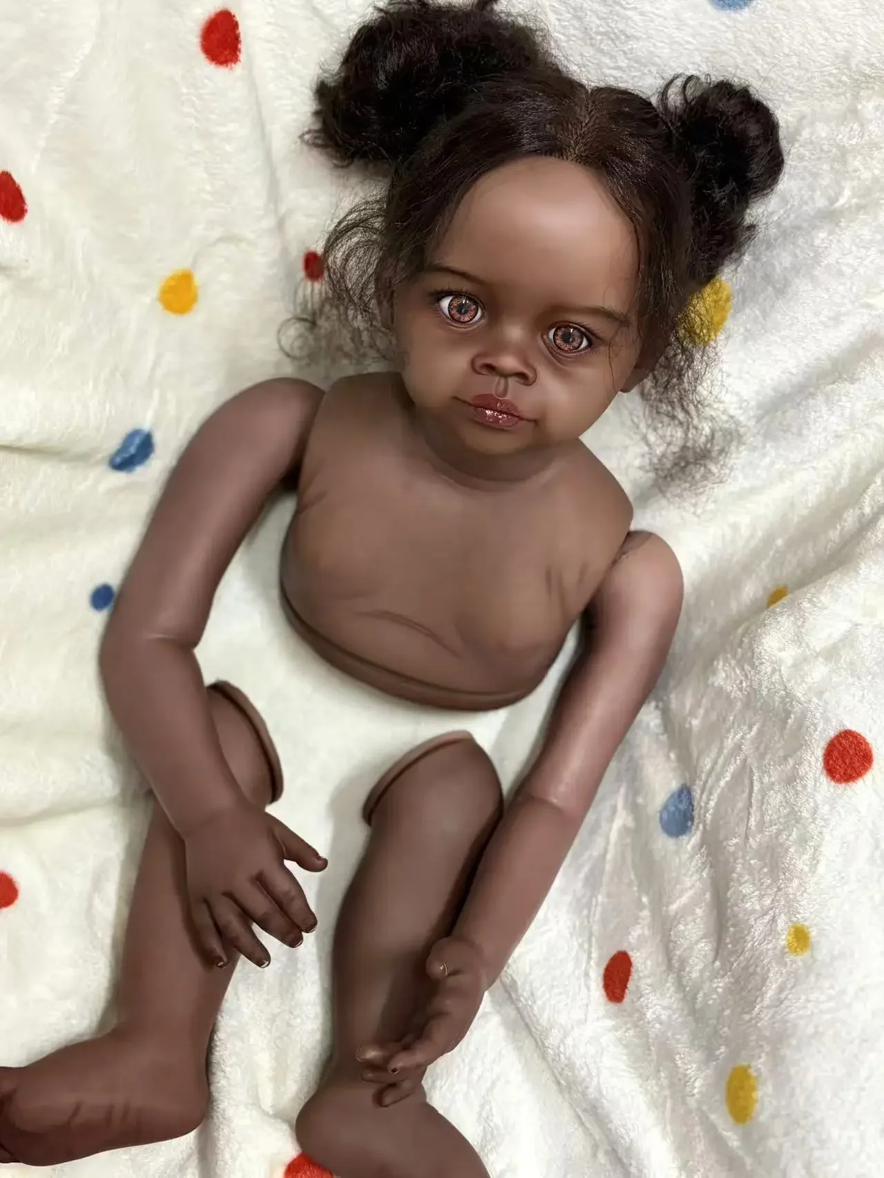 

St.Store, 28 pulgadas, Reborn Baby Meili, versión africana, niña enorme con pelo enraizado a mano, pieza DIY con cuerpo de tela