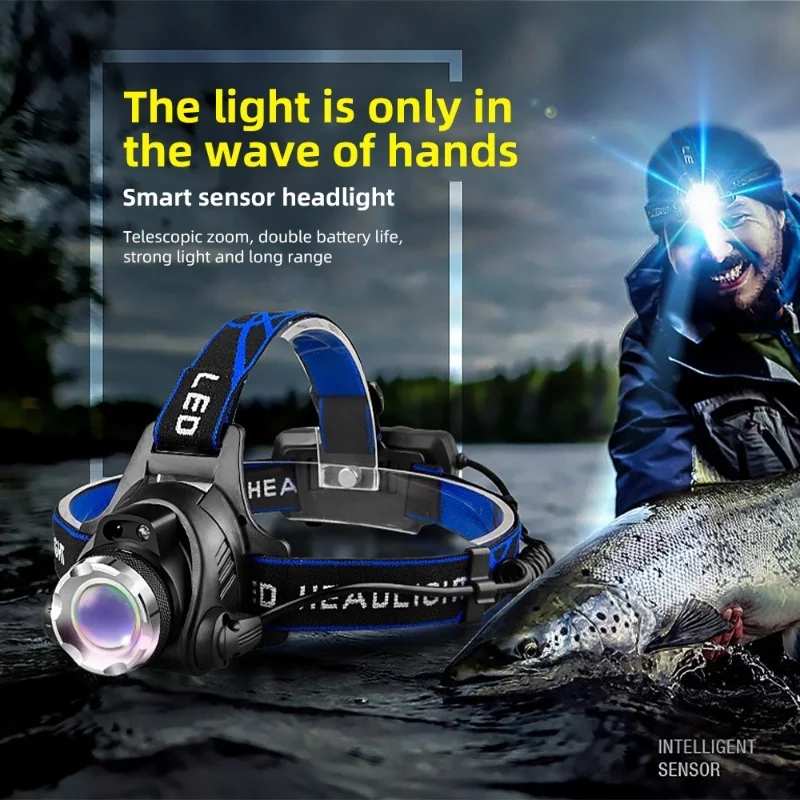 釣り用ヘッドランプ-usb-充電式-led-ヘッドライト-防水-明るい-調整可能-軽量-ハンズフリー釣り用