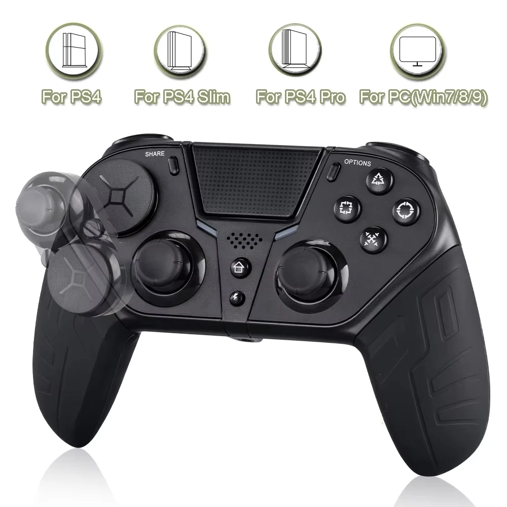 ワイヤレス-bluetooth-コントローラー-ps4-ps4-スリム-プロコンソールコントローラー-pc-ジョイスティックゲームパッド用ターボプログラマブルボタン付き