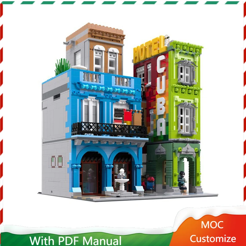 

3912 шт. MOC, хит продаж, креативный средневековый отель с фонтаном, модульные строительные блоки, модель DIY, сборная игрушка для мальчиков, подарок