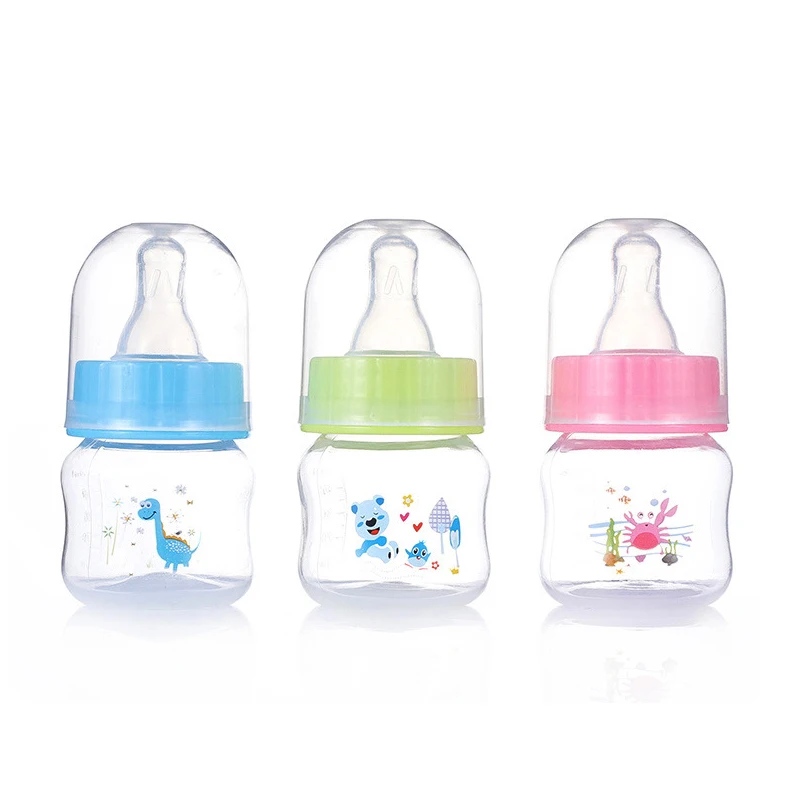 Mini-Babyflasche, Anti-Kolik, 50 ml, Babyflaschen für Neugeborene, tragbar, mit weitem Hals, Fruchtsaft-Milchflaschen für stillgeborene Babys