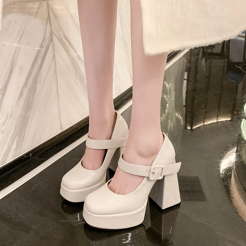 Women\'s High Heels Lolita Mary Jane Thick Sole Party High Heels Women\'s Sandals Patent Leather Pumps Women\'s Shoes 2024