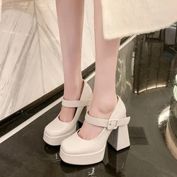 Women's High Heels Lolita Mary Jane Thick Sole Party High Heels Women's Sandals Patent Leather Pumps Women's Shoes 2024