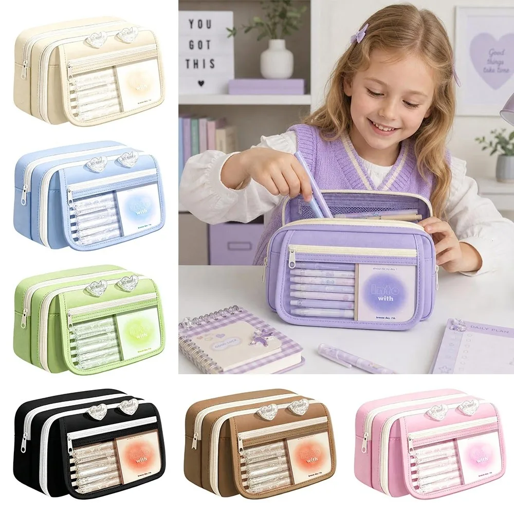 New Oxford Pencil Case Flip-Top Multi-Layer Pencil Pouch With Compartment Large Capacity Pen Organizer for Girls