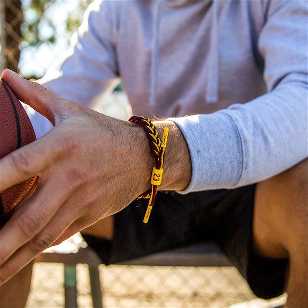 Basketball Braided Rope Bracelet With Player Number Adjustable Sports Wristband Woven Bangles Trenfy Accessories