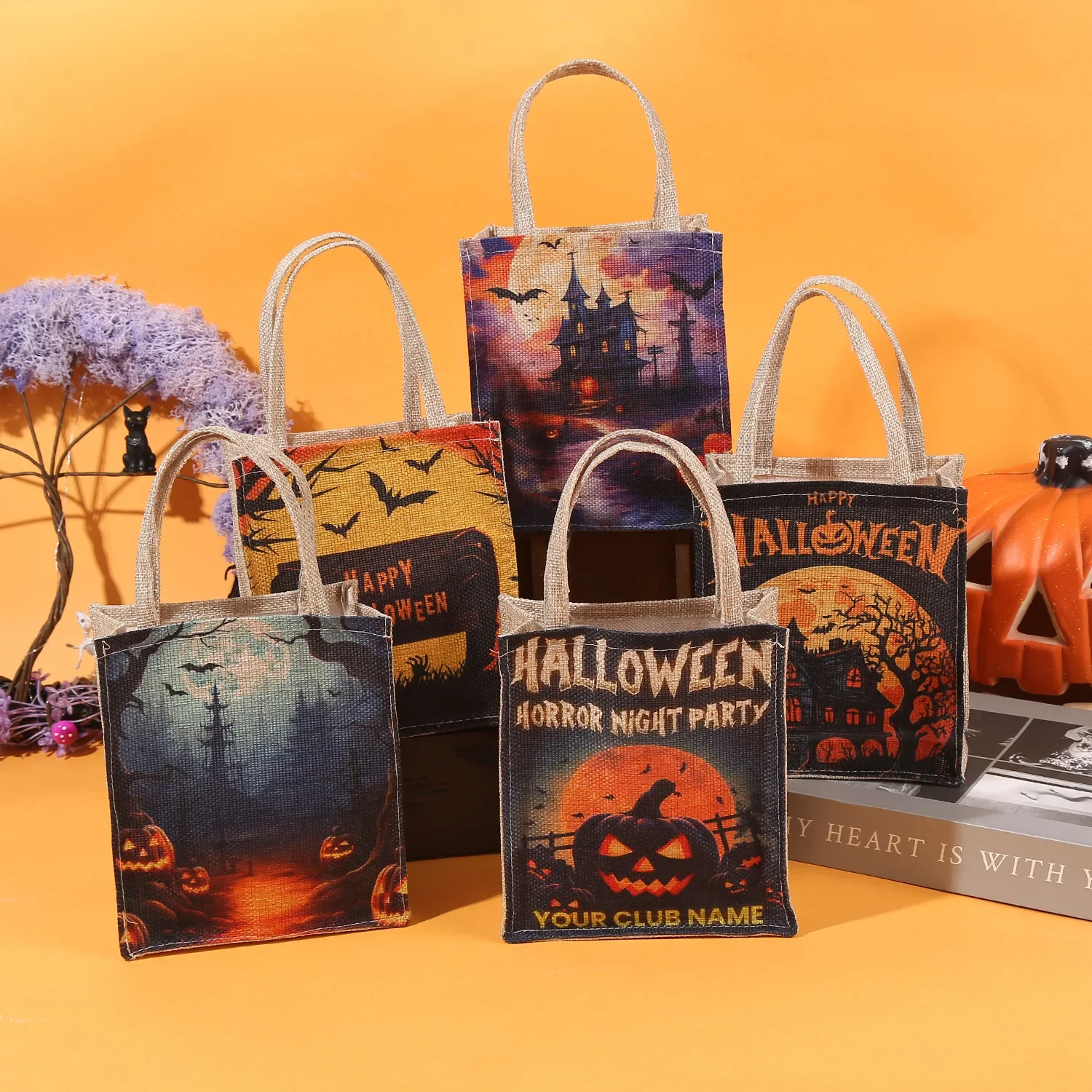 Halloween Day Candy Goody Gift Hand Tote Storge Bag Snack Pouch Pocket Cookie Party Favors Package Decor Packaging Shopping