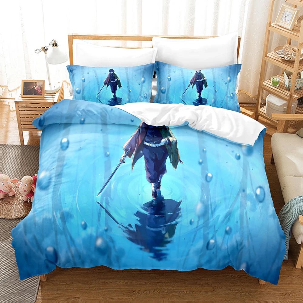 

Kawaii Cartoon Demon Slayer Bedding Sets Duvet Cover Set With Pillowcase Twin Full Queen King Bedclothes Bed Linen Home Textiles