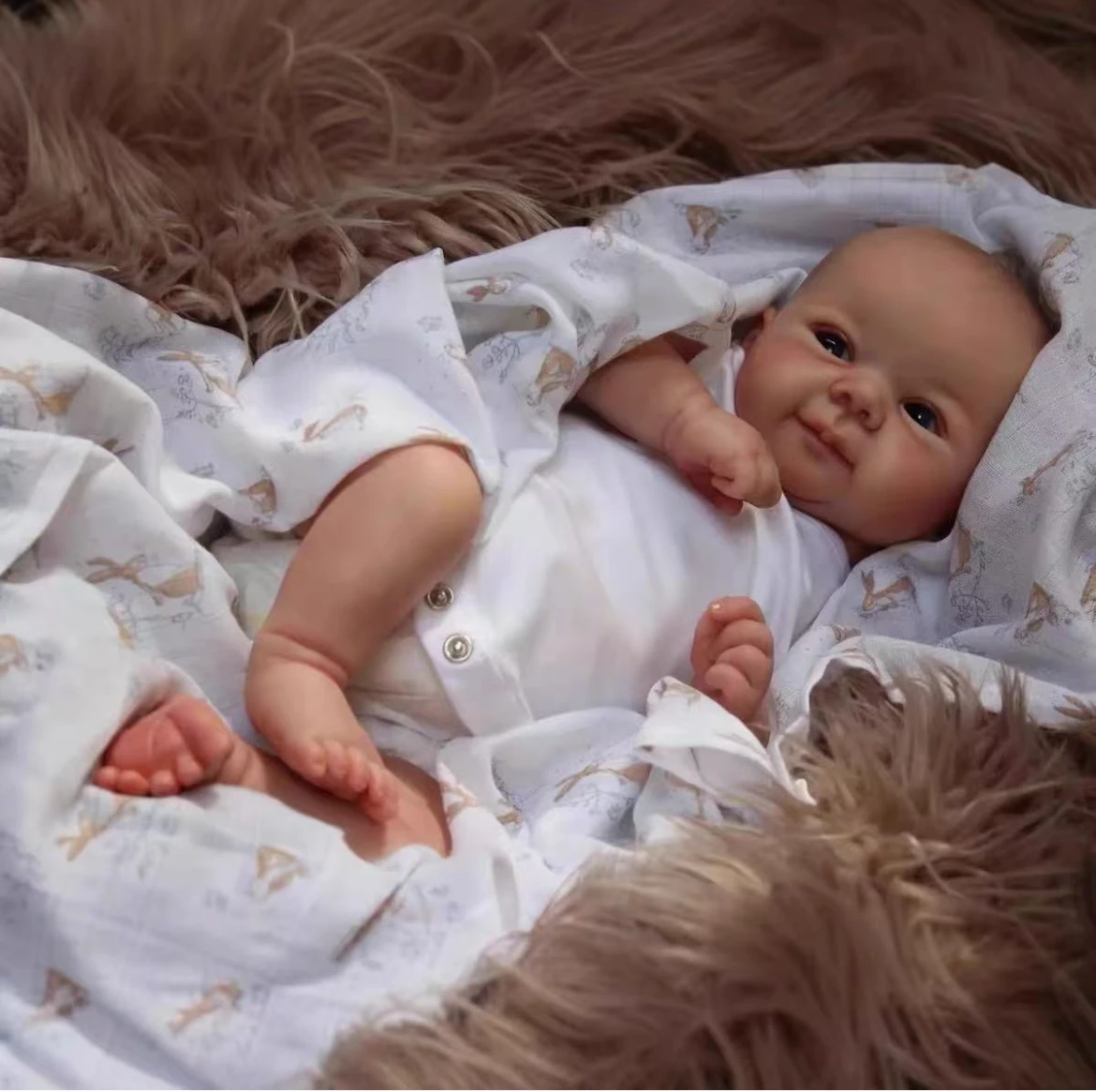 Muñeca bebé Reborn de práctica para primera mamá de 19 pulgadas, vinilo seguro FDA, ojos abiertos interactivos, cuerpo suave, Kit de inicio para el cuidado del recién nacido