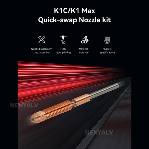 Imagen 2 del producto Boquilla para Creality K1C, todo en uno, acero endurecido, titanio, alto flujo, mejorada, K1C K1 Max, 0,2/0,4/0,6/0,8mm para Ender3 V3