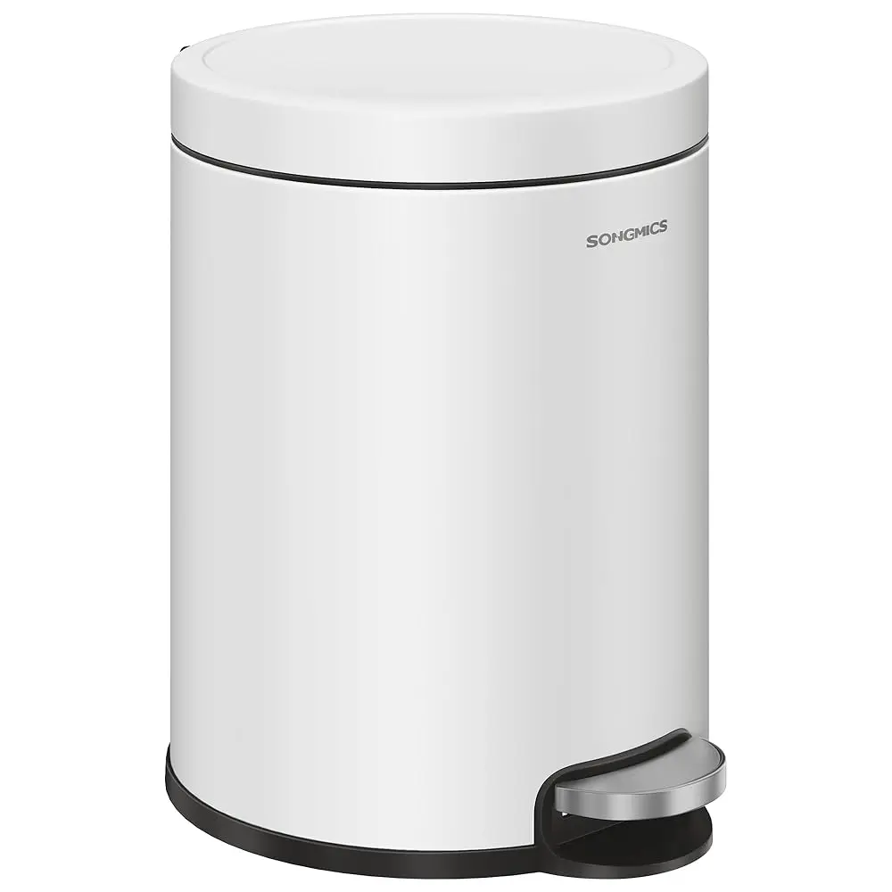 

Bathroom Trash Can, 1.6 Gallon (6 L) Small Toilet Garbage Bin with Lid, Soft-Close, Stainless Steel, Pedal, Inner Bucket, Be