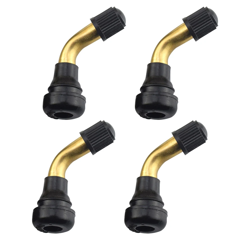 4Pcs Tyre Valves Stem Right Angle Snap-in Rubber Brass