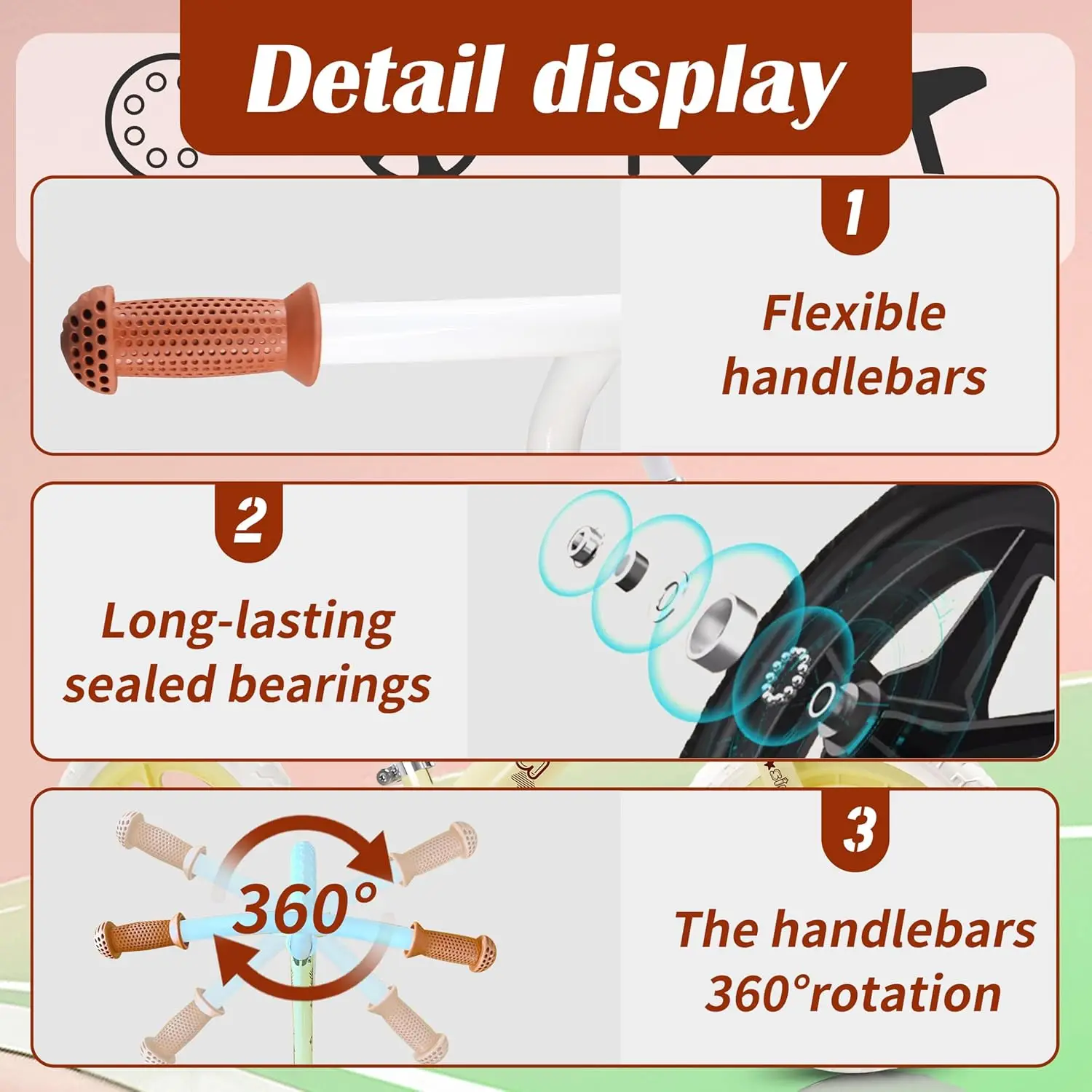 Vélo d'équilibre sans pédale pour tout-petit, siège et guidon réglables, pneus sans plat, vélo d'entraînement en plein air, enfants de 2 à 5 ans, 12 po