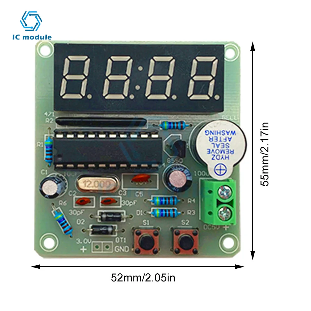 AT89C2051 Digital 4 Bits Electronic Clock Electronic Production Suite DIY Kit Learing Kit for Arduino