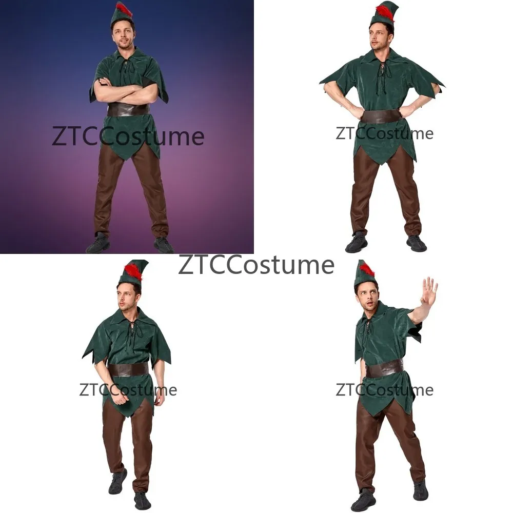 Costume de Cosplay Peter Pan pour adulte, ensemble complet de Prince Elfe vert, personnage de conte de fées pour spectacle de scène d'Halloween