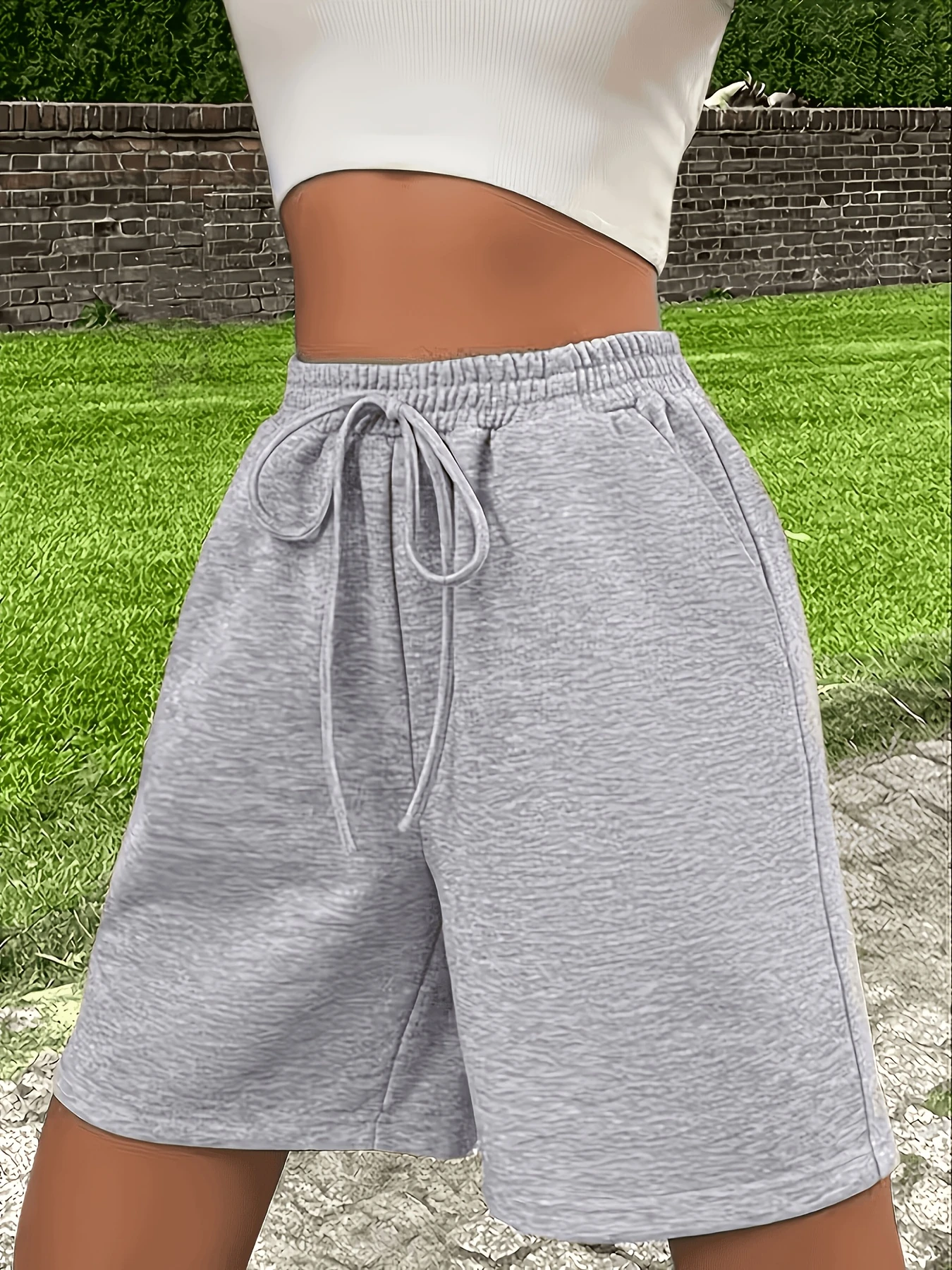 Women's Lightweight Solid Color Athletic Shorts - Straight-Leg Stretchable Non- Workout Shorts
