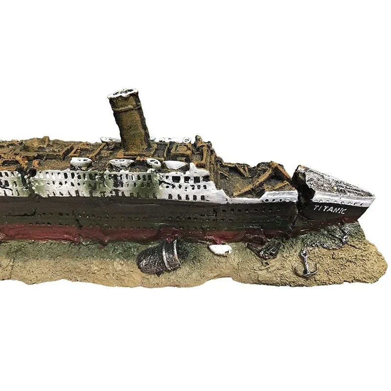 Aquarium Titanic Shipwreck Decorations,Resin Material Ship Decorations,Fish Tank Sunken Ship Ornament Aquarium Environment