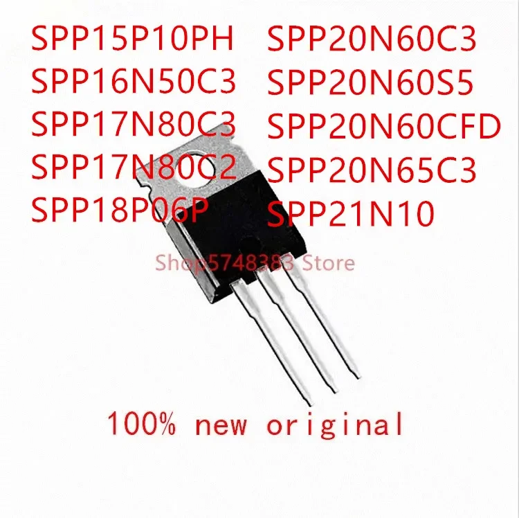 10PCS SPP15P10PH SPP16N50C3 SPP17N80C3 SPP17N80C2 SPP18P06P SPP20N60C3 SPP20N60S5 SPP20N60CFD SPP20N65C3 SPP21N10 TO-220