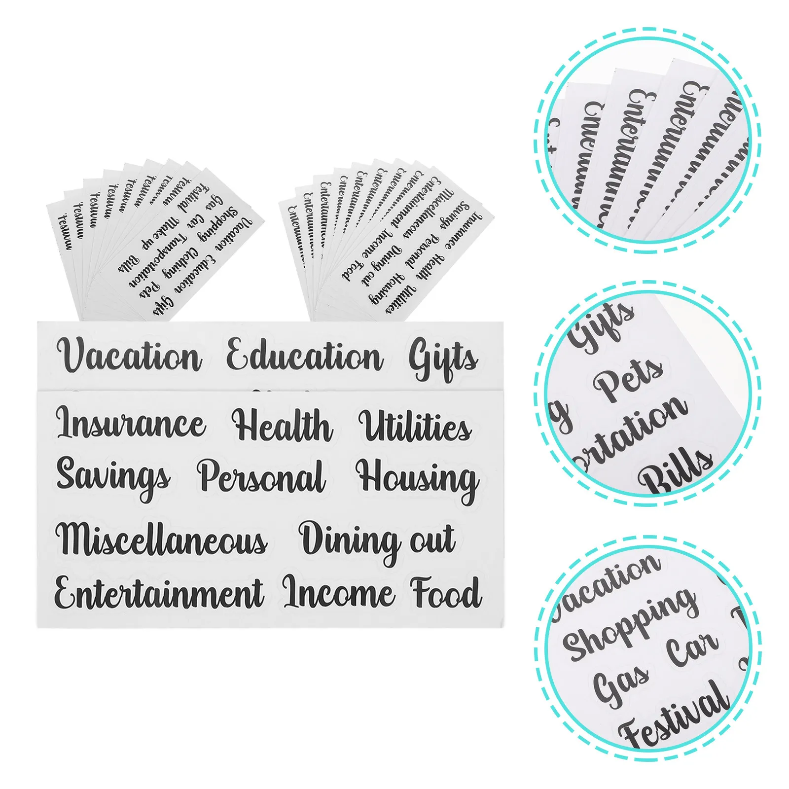 

10Sets Budget Sticker Daily Use Cash Envelope Label Multi-Function Self-Adhesive Compact Household Budget Labeling Supply